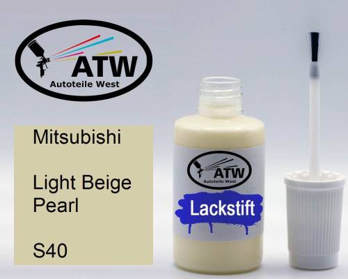 Mitsubishi, Light Beige Pearl, S40: 20ml Lackstift, von ATW Autoteile West.